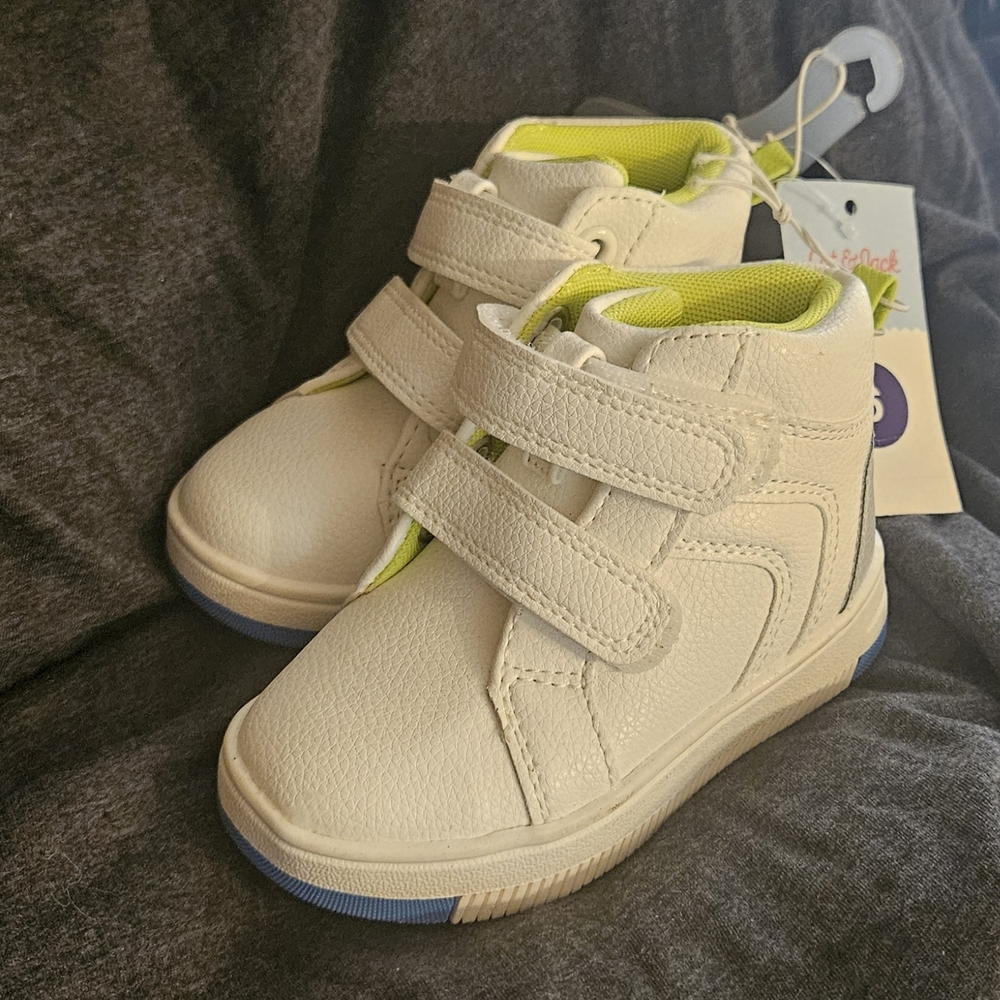 Kids White Sneakers with Velcro Straps